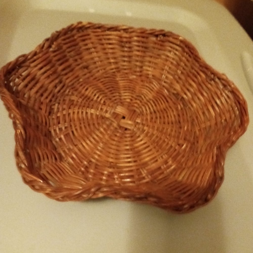 Wicker Basket unique shape see bottle for size reference